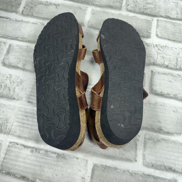 Naot Kayla Women's 40- US 9/9.5 Brown Leather Wedge Adjustable Comfort Sandal - Picture 10 of 11